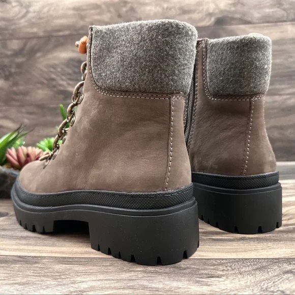 NIB Lucky Brand Eavan Lace Up Combat Boots Falcon Milled Nubuck Leather 8M - Picture 9 of 12